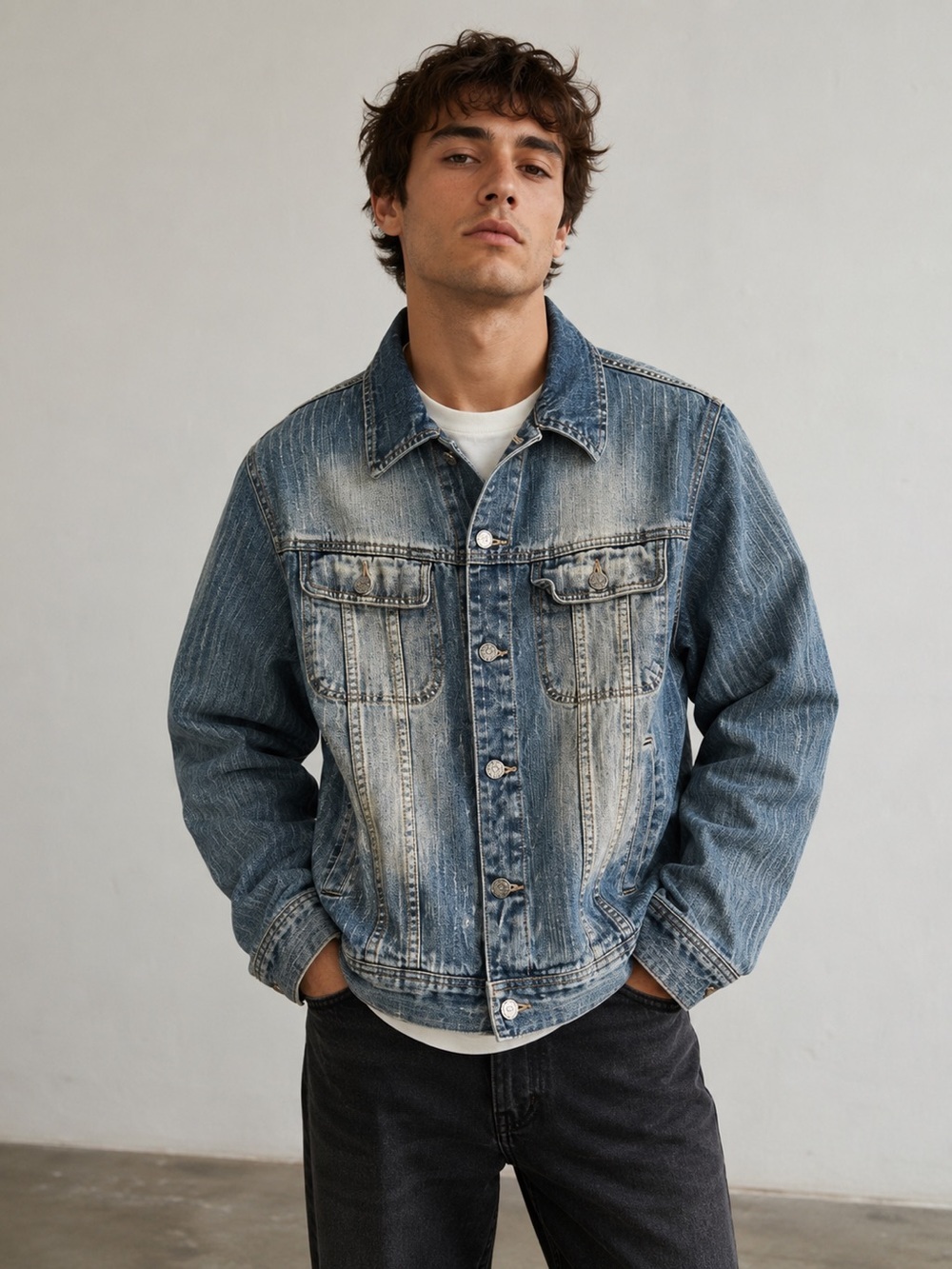 Oscar Jeans Classic Blue Distressed Jacket